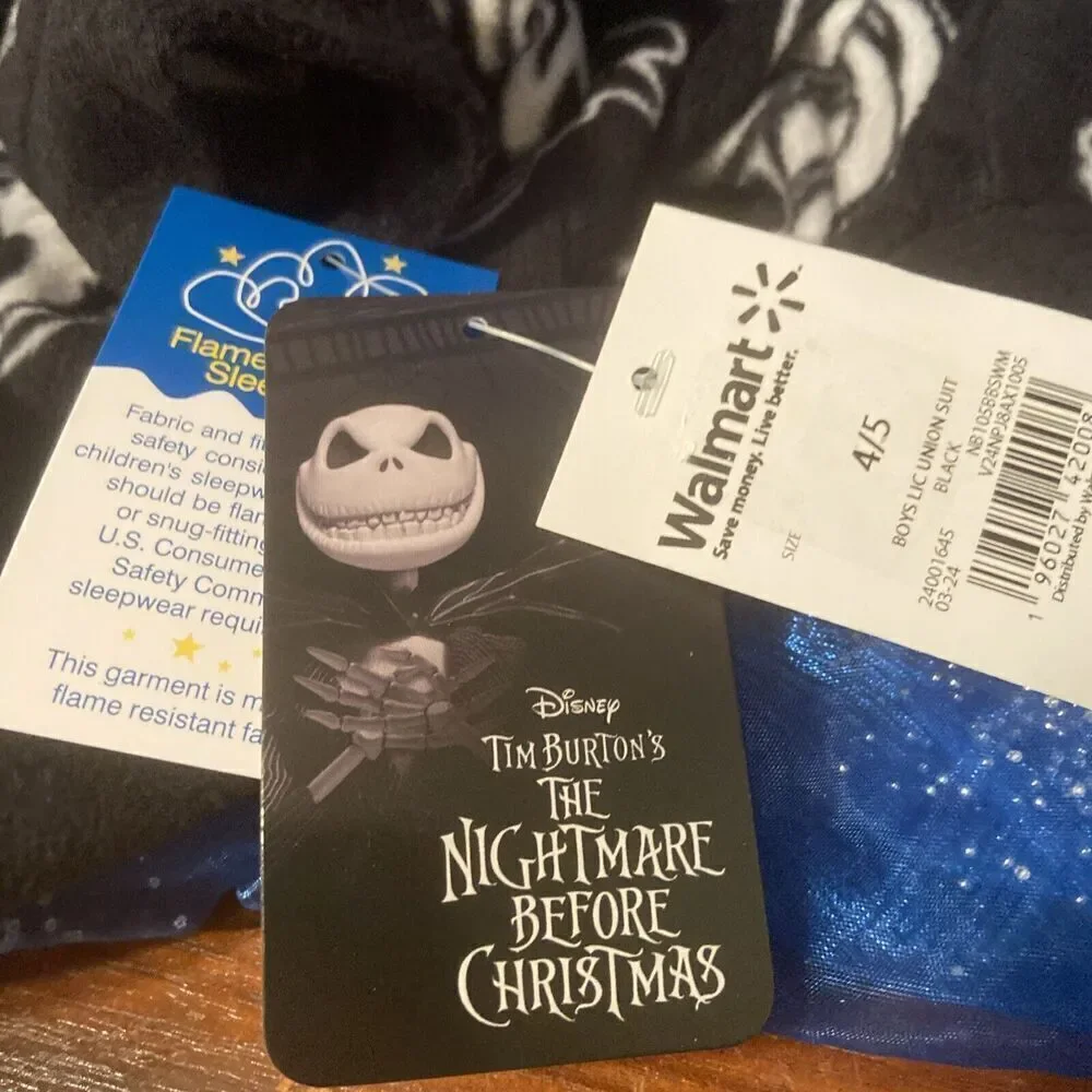 Boys Jack‎ Skellington Zip-up Union Suit (Size XS 4-5) BRAND NEW W TAGS